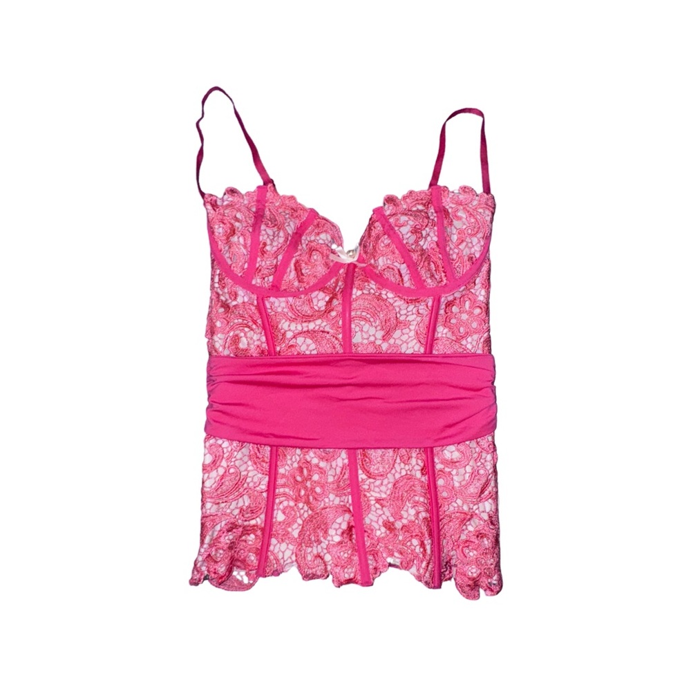 Floral Lace Corset with Satin Waistband